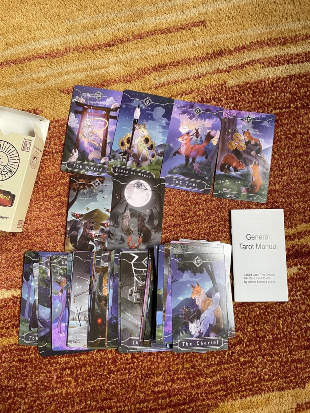 Seasonal Fox Tarot deck with box - Kitsune Japanese oracle cards - witchy manga
